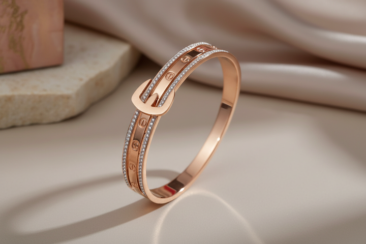 Buckle double sided stone bracelet