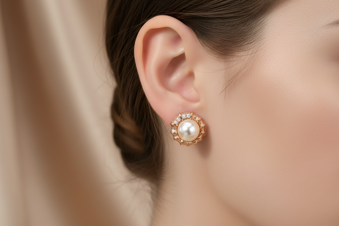 Floral pearl stud