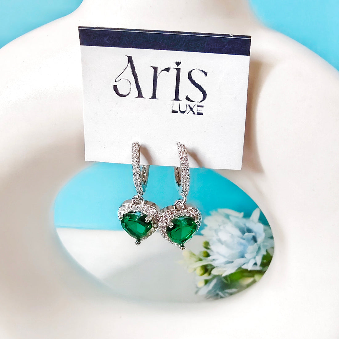 Silver heart bali earring