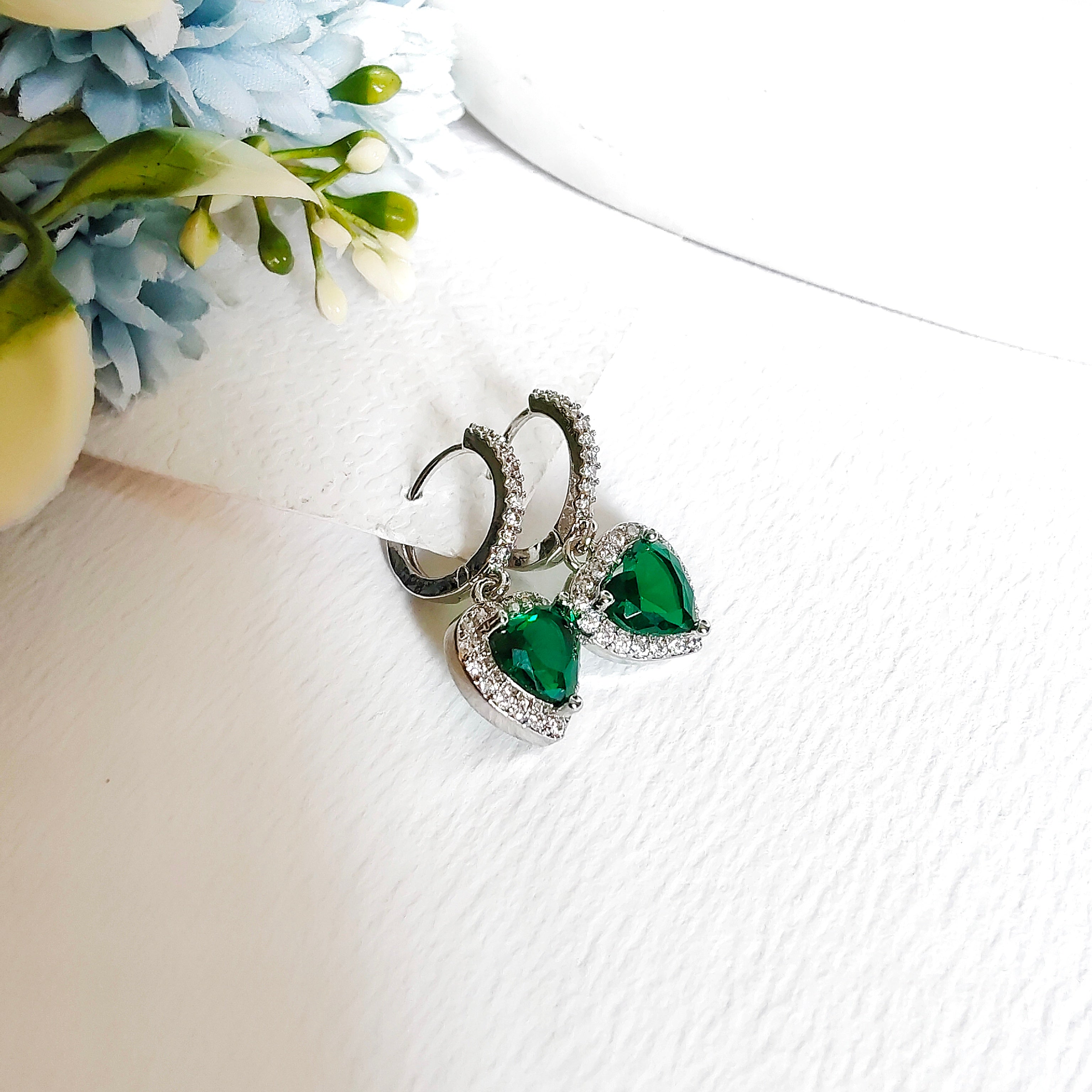 Silver heart bali earring