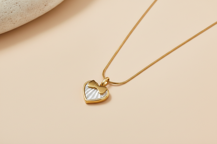 Heart in a bow necklace