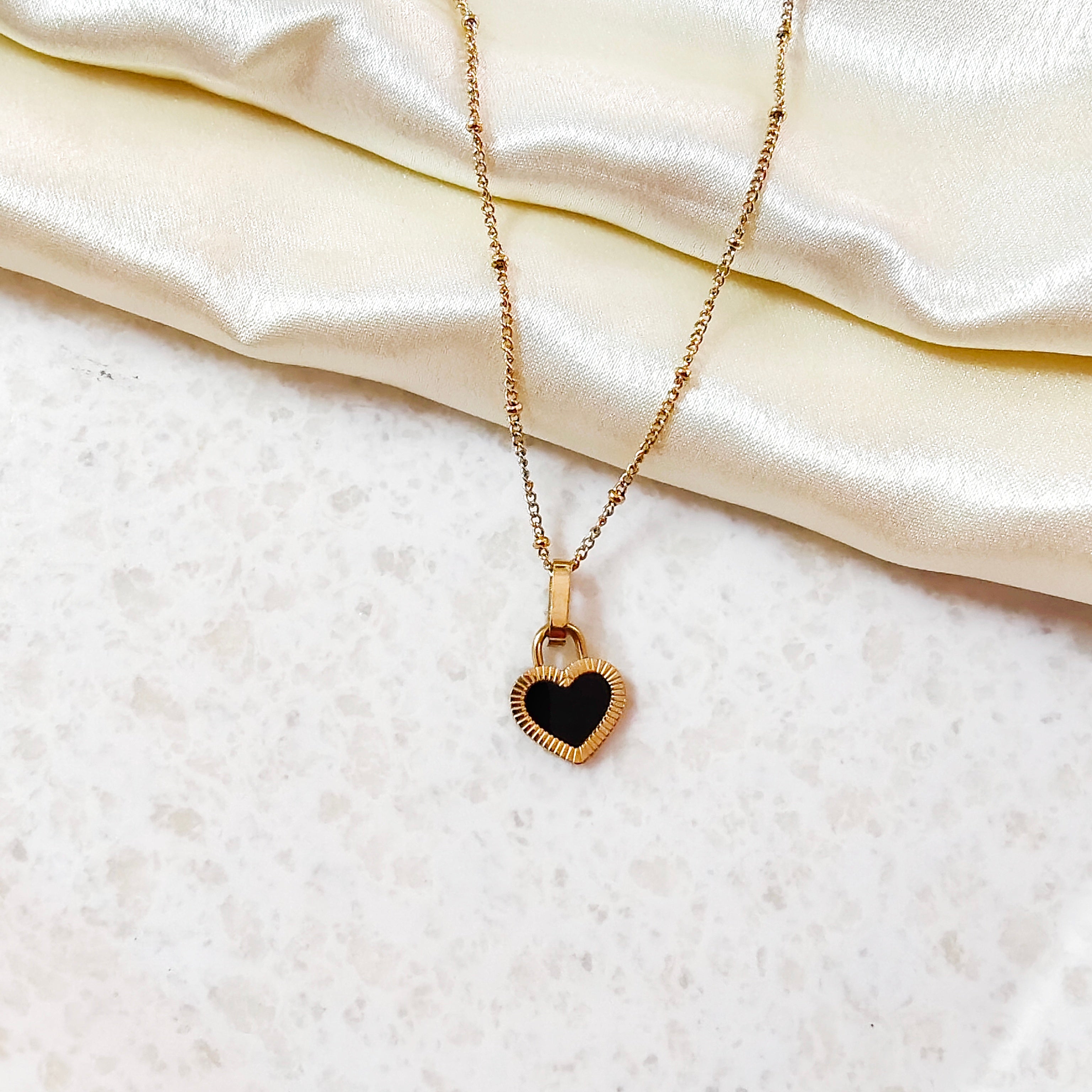 Black n white heart necklace