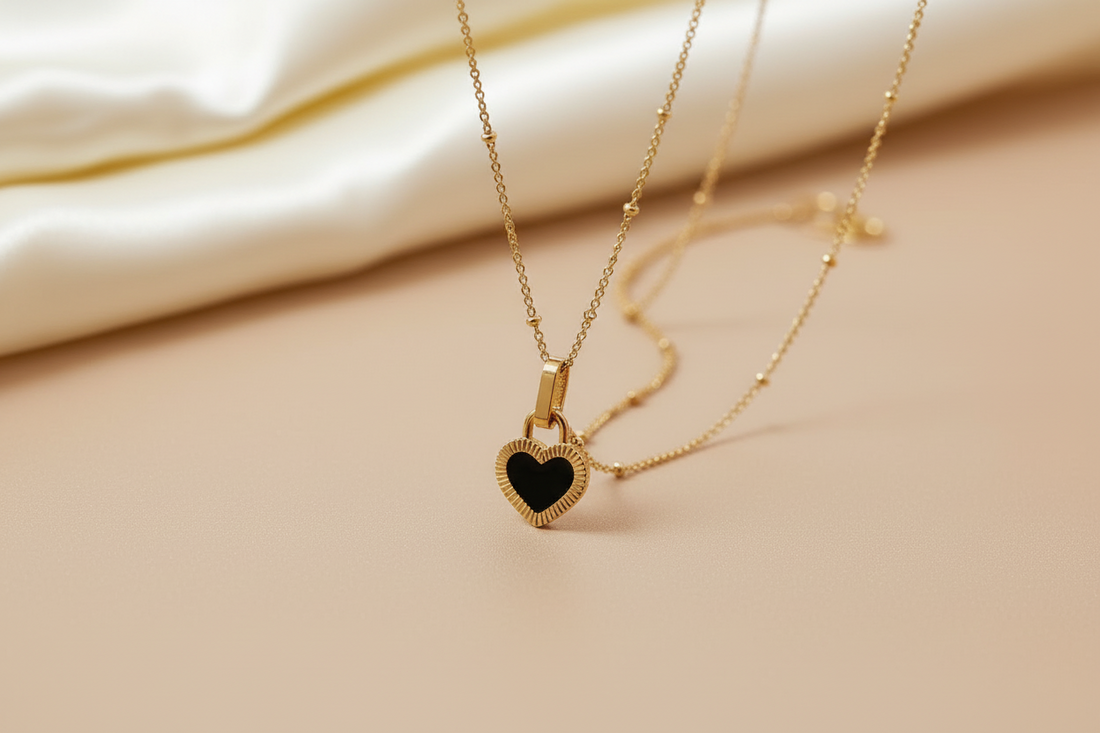 Black n white heart necklace