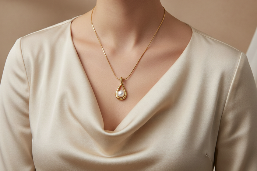 Gold plated pearl necklace