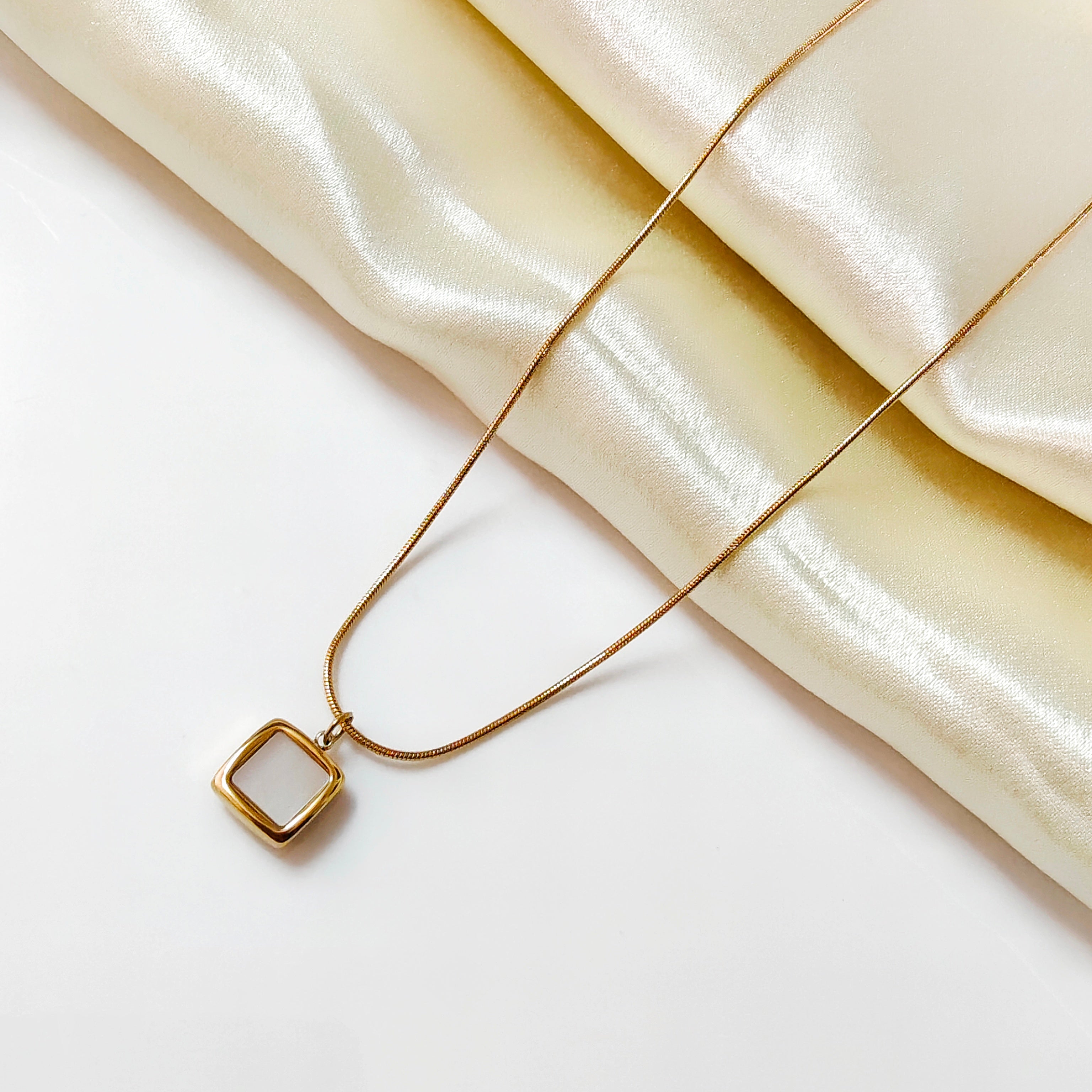 Square mother of pearl necklace