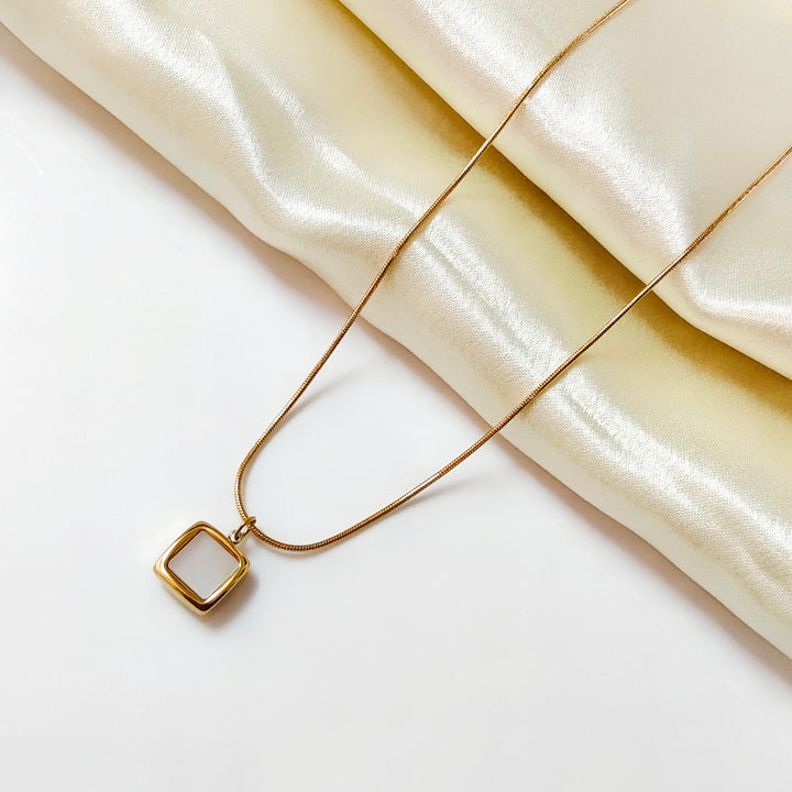 Square mother of pearl necklace
