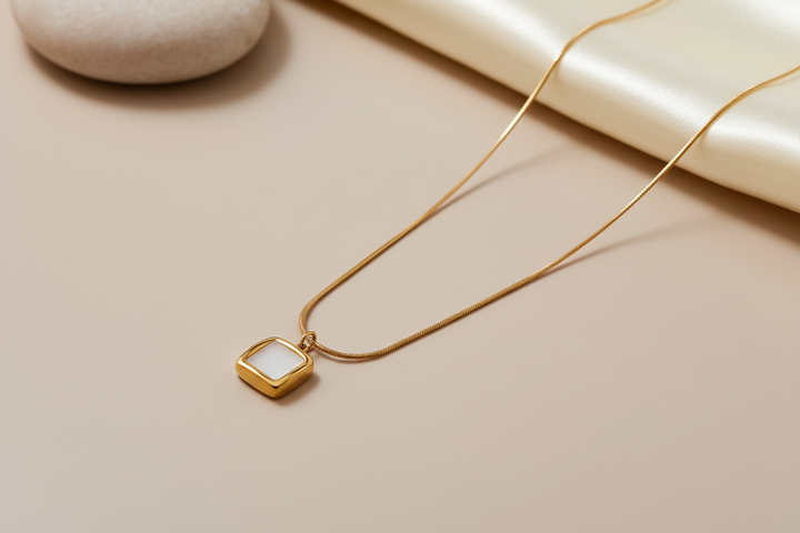 Square mother of pearl necklace