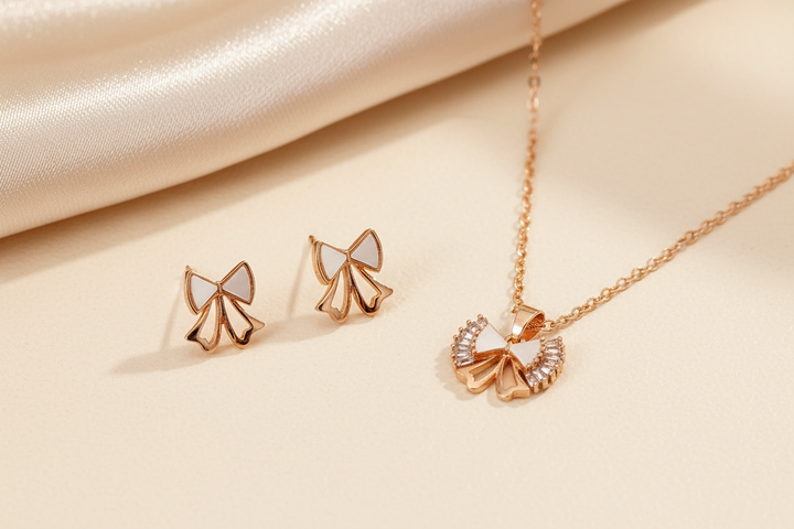 Butterfly mother of pearl pendant set