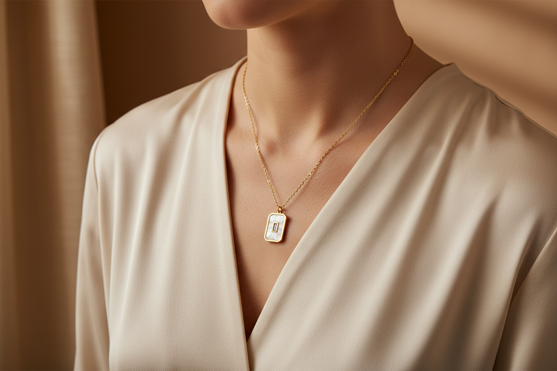 Alexis block shell necklace