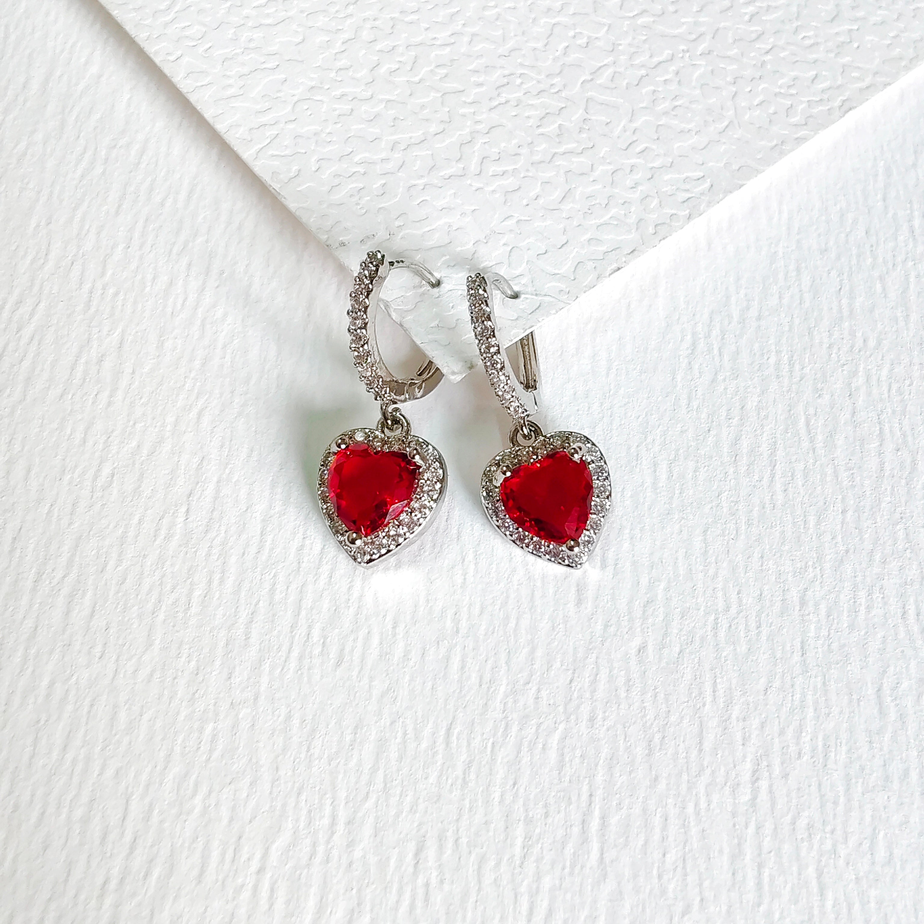 Silver heart bali earring