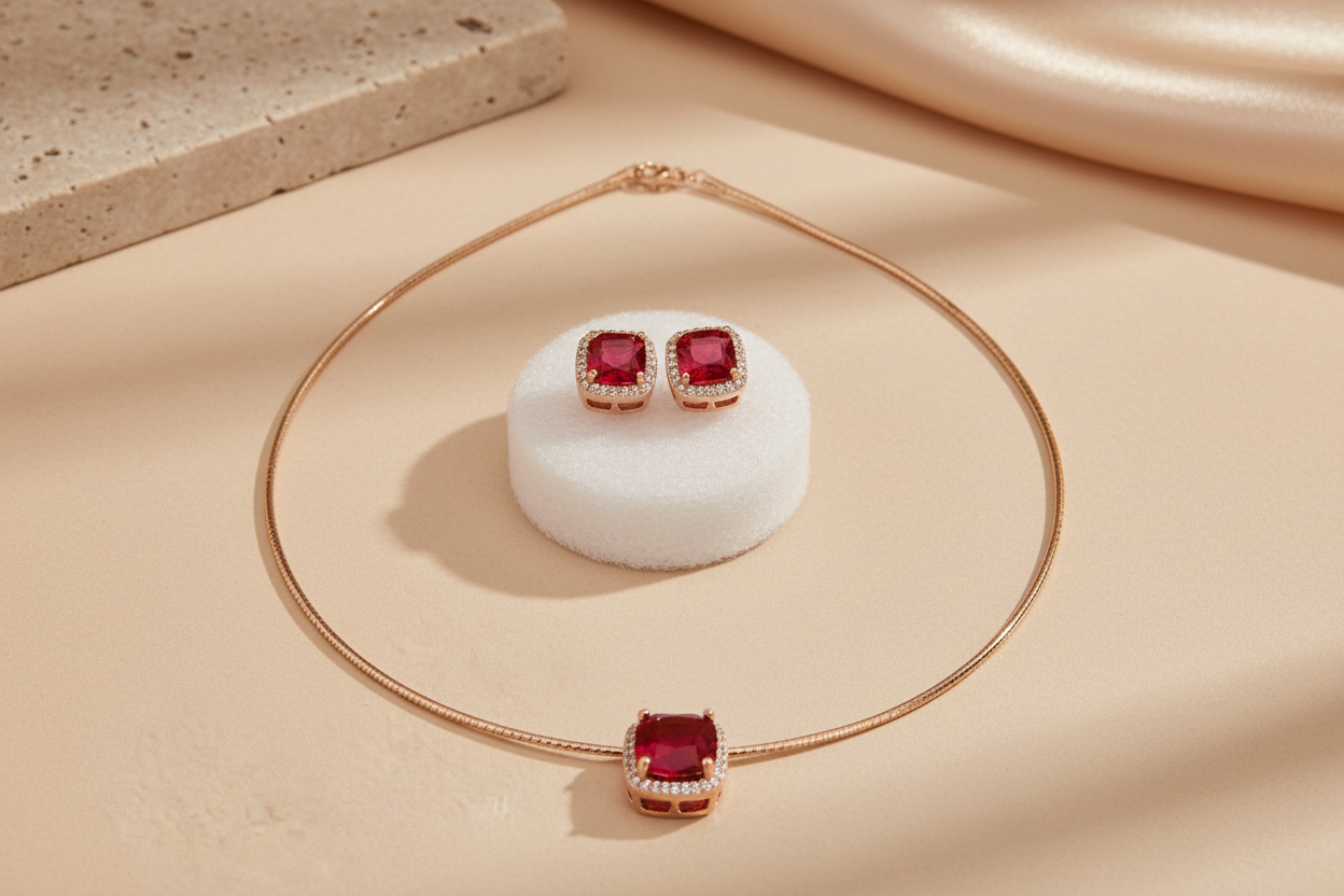 Solitaire stiff pendant set