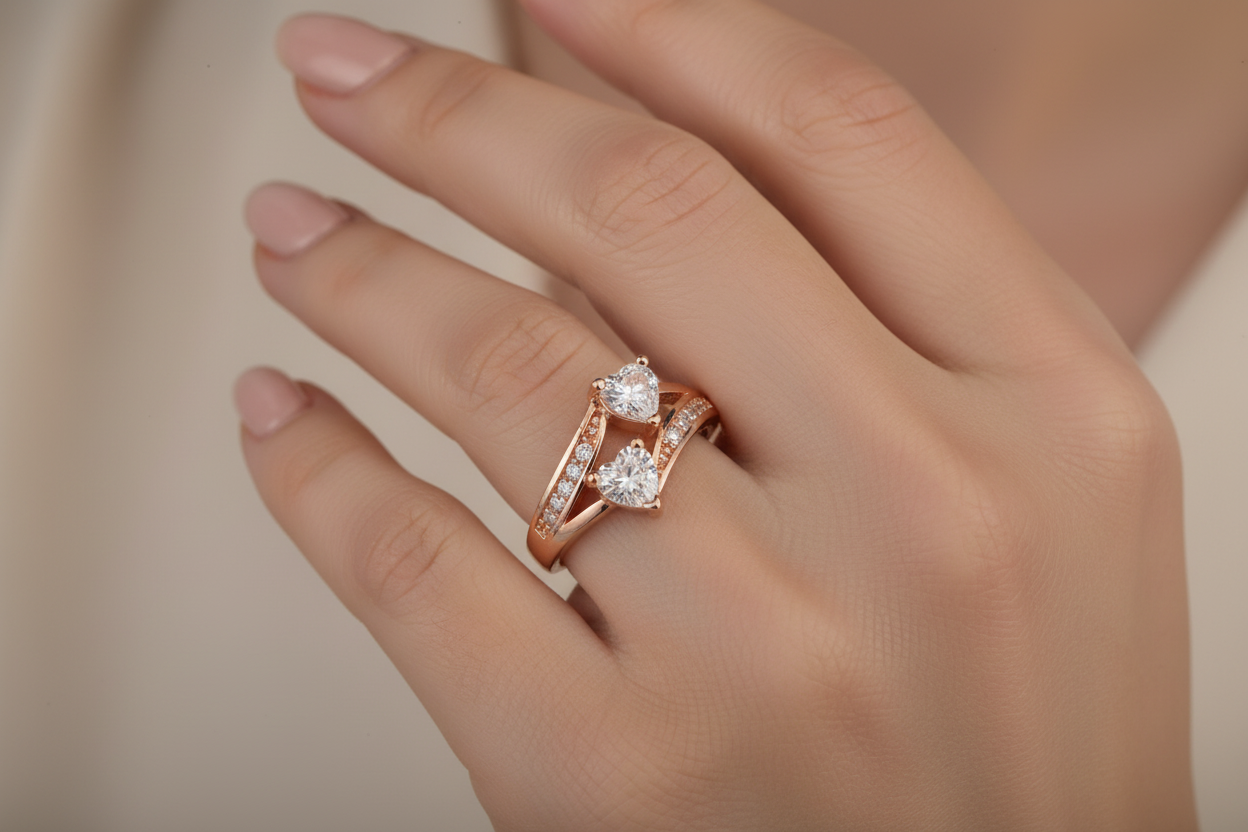 Bague double diamante ring