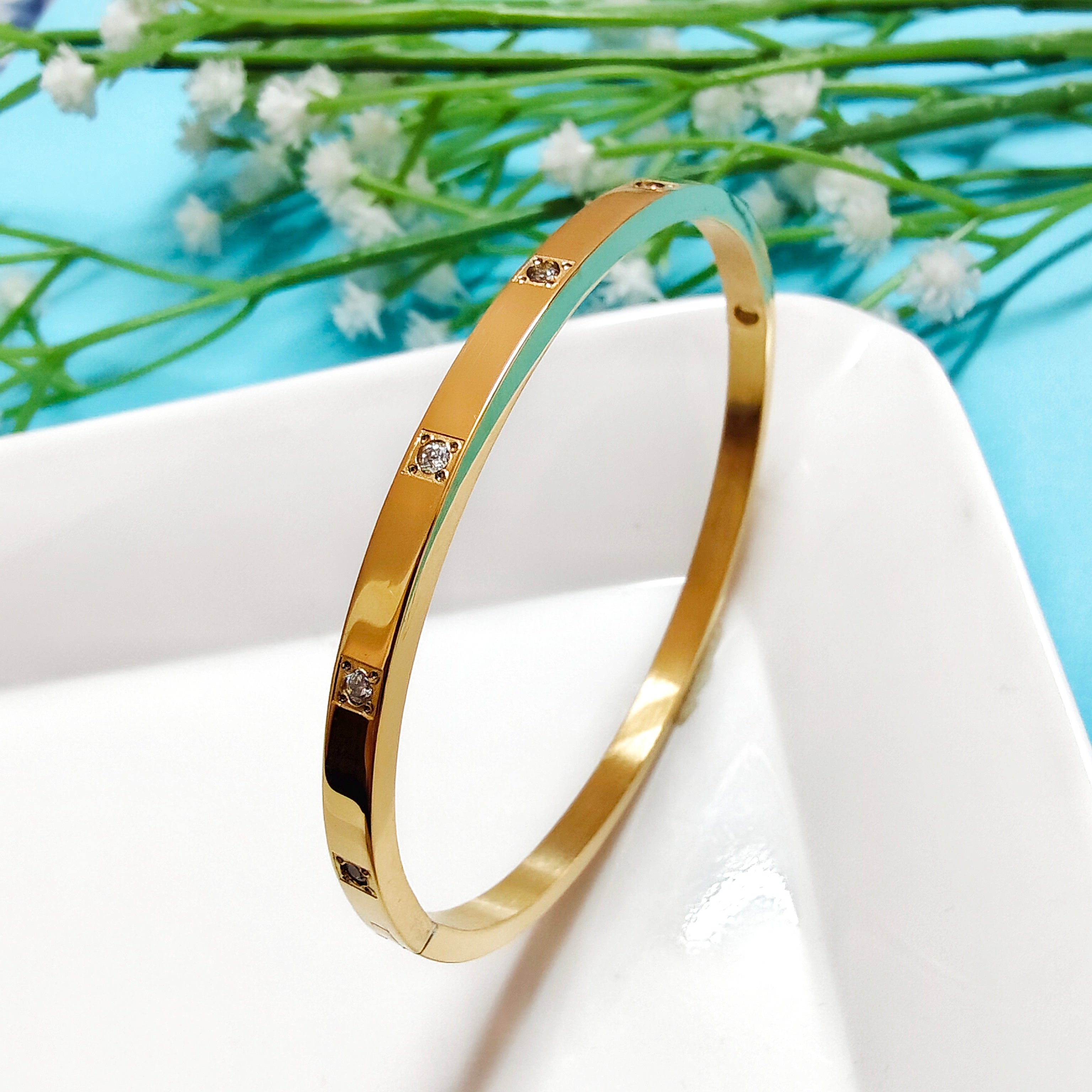 Steel cubic zirconia bracelet