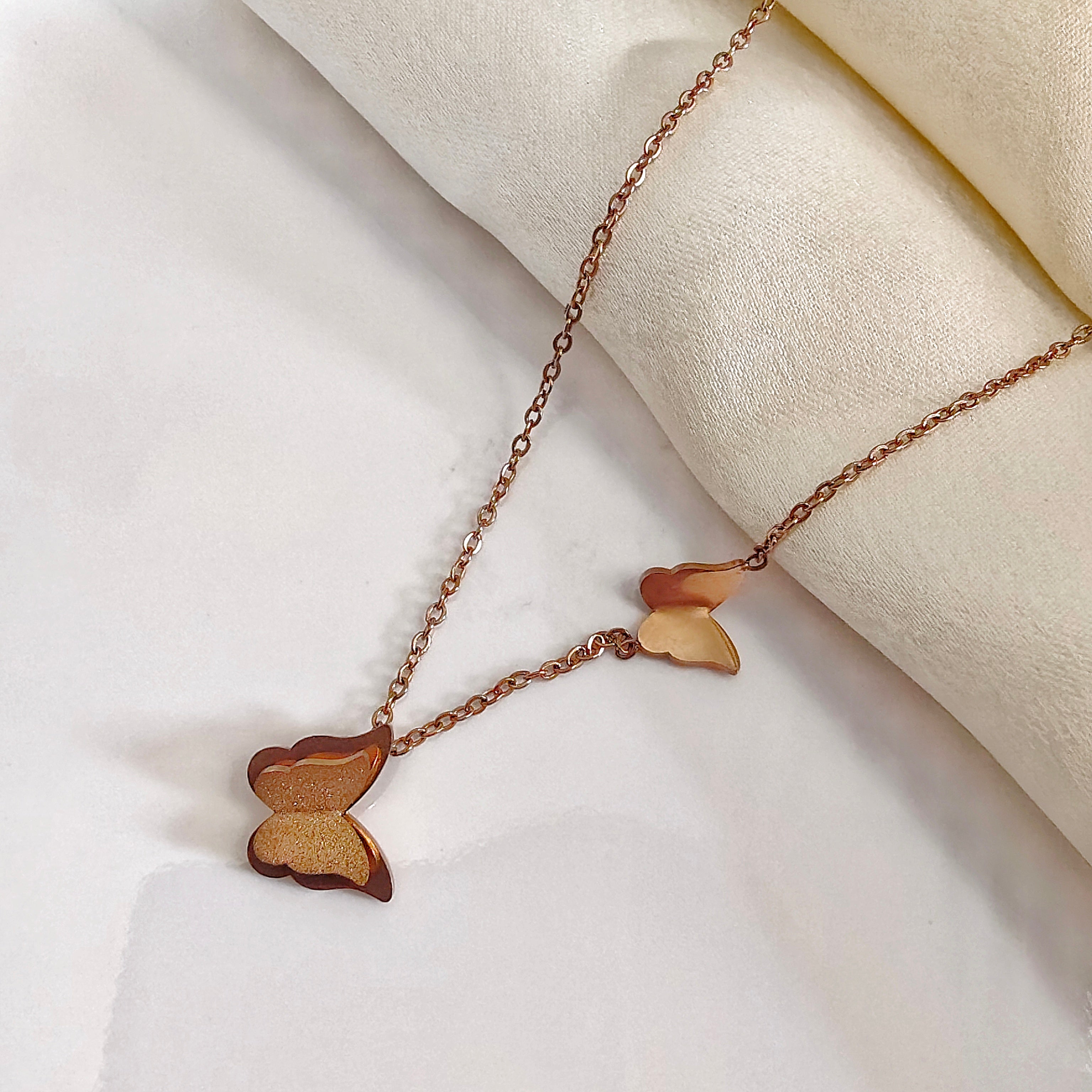 Double mini butterfly necklace
