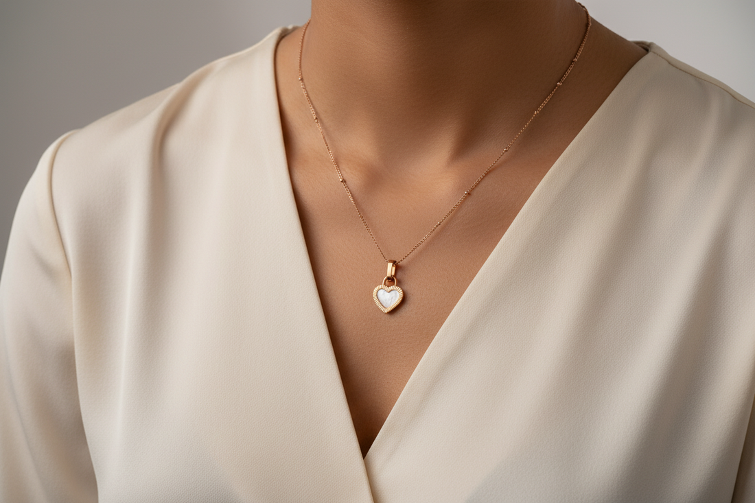 Black n white heart necklace