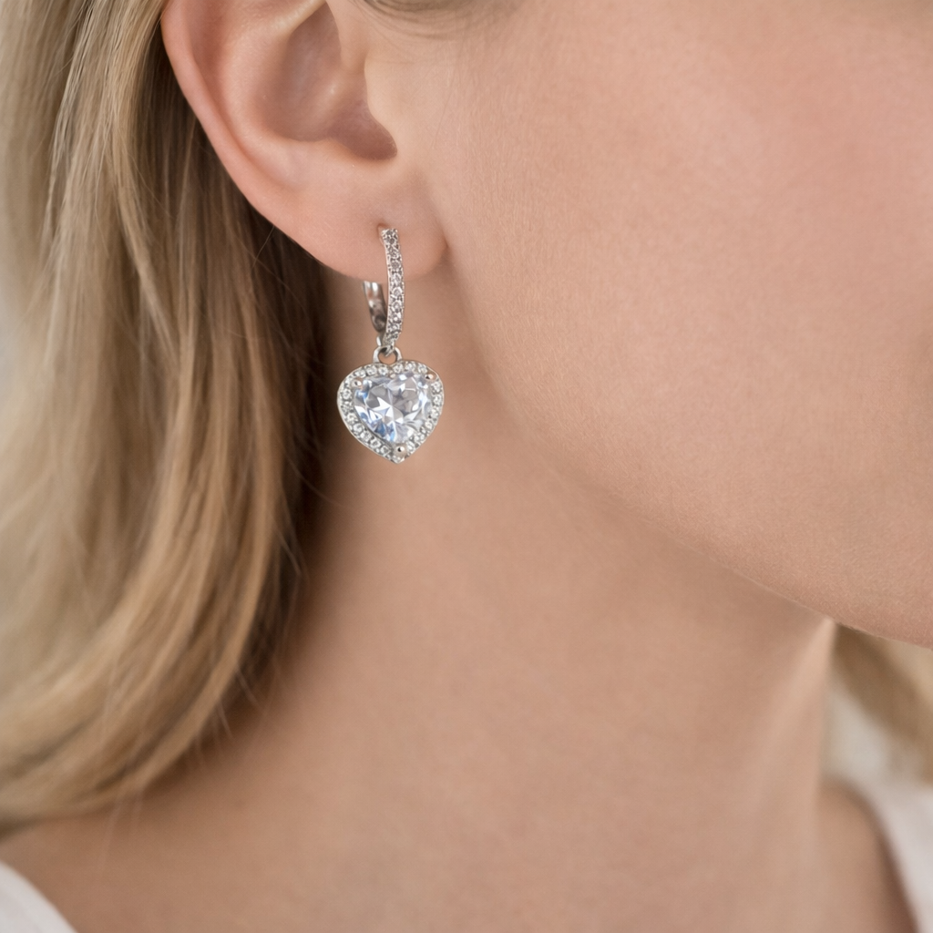 Silver heart bali earring