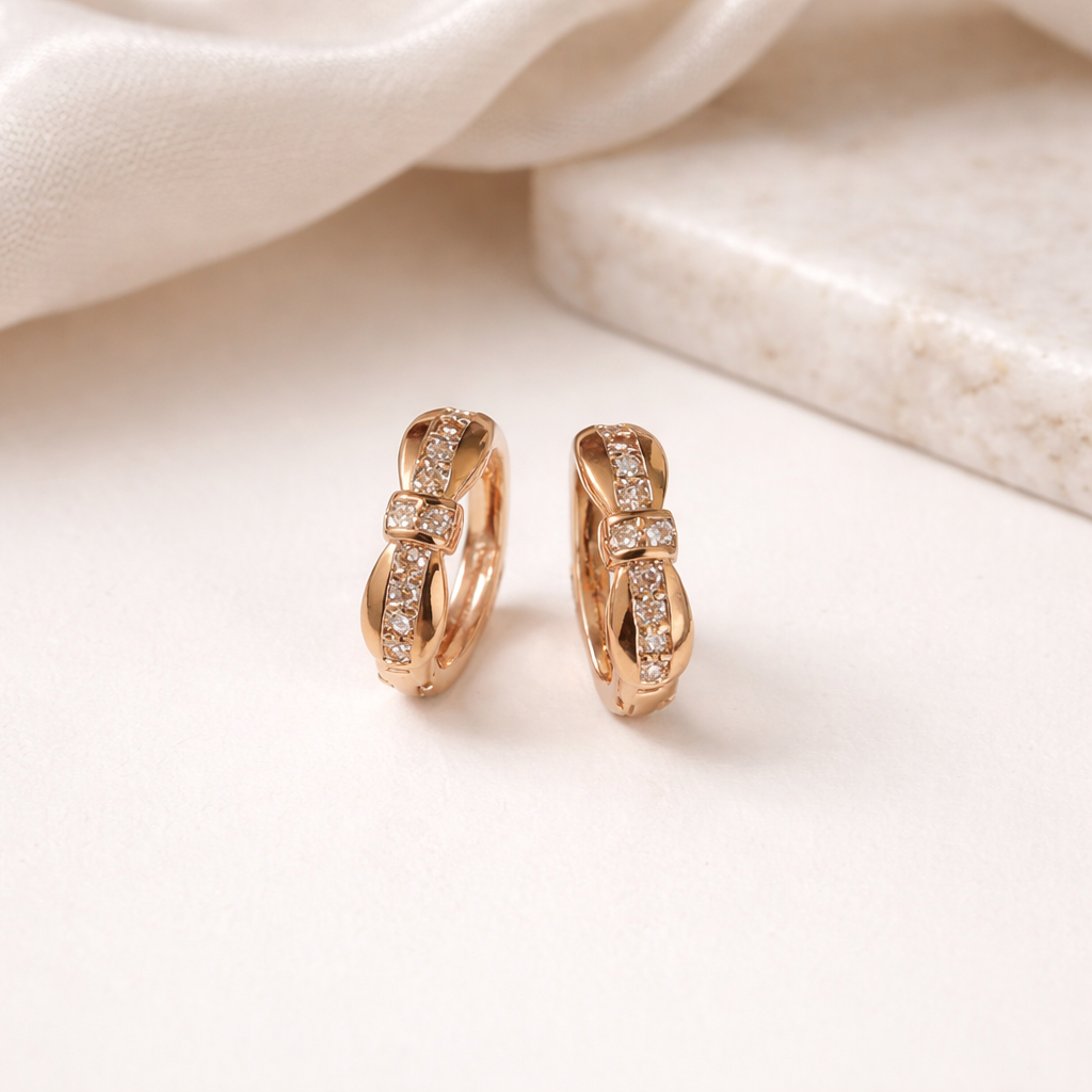 Bow daimond bali earring
