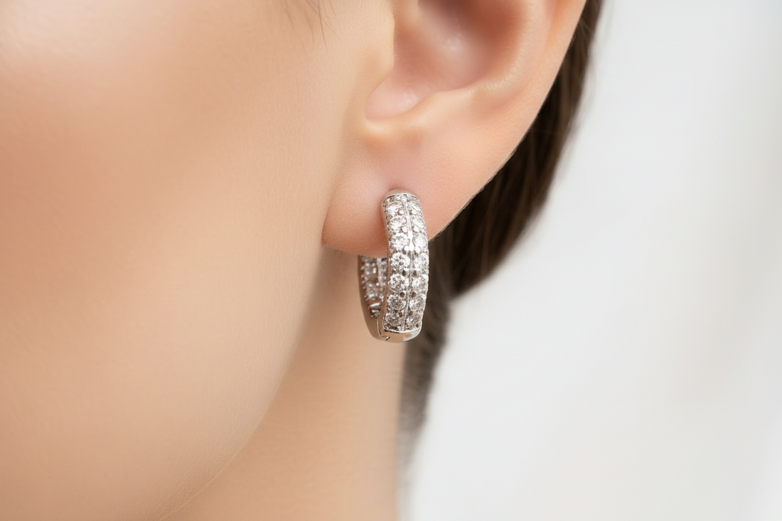 Rhodium plated bali earring