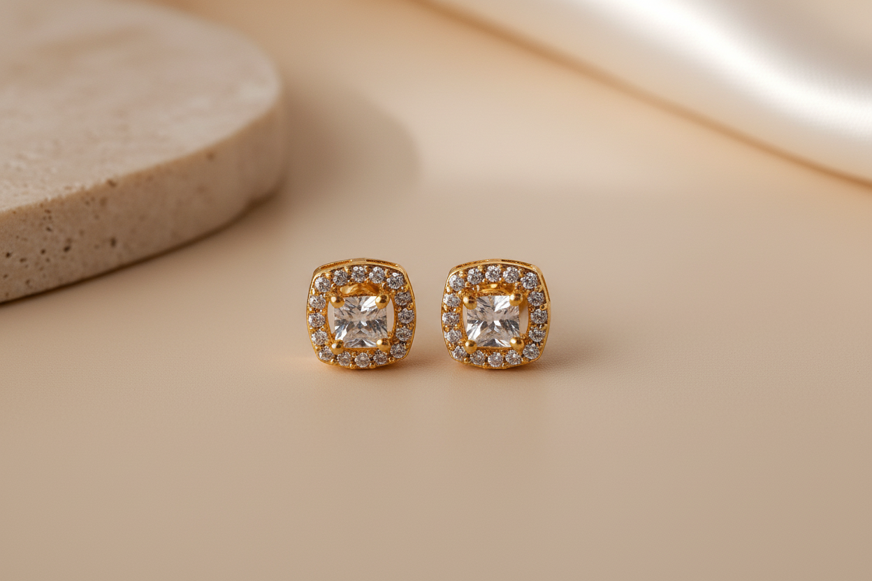 Brilliant step cushion stud