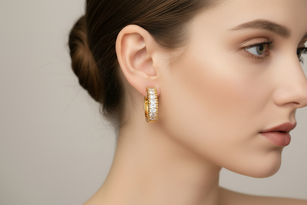 Sparkle line bali earring