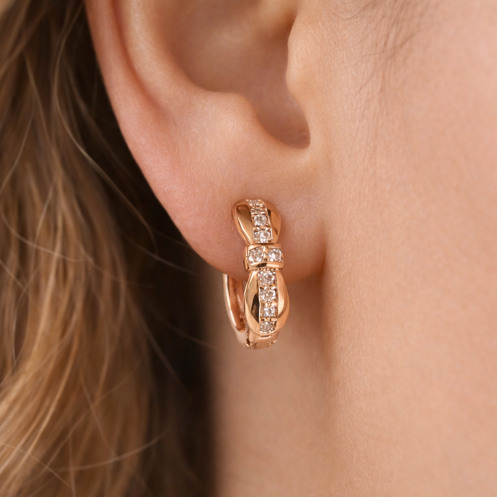 Bow daimond bali earring