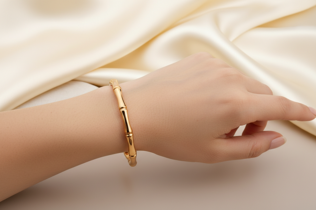 Gold plated bamboo bracelet