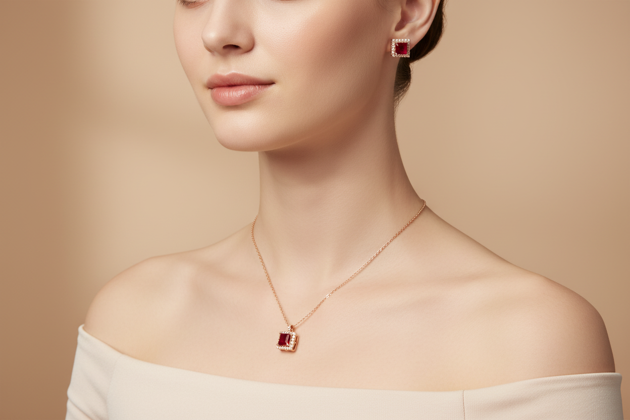 Square solid pendant set