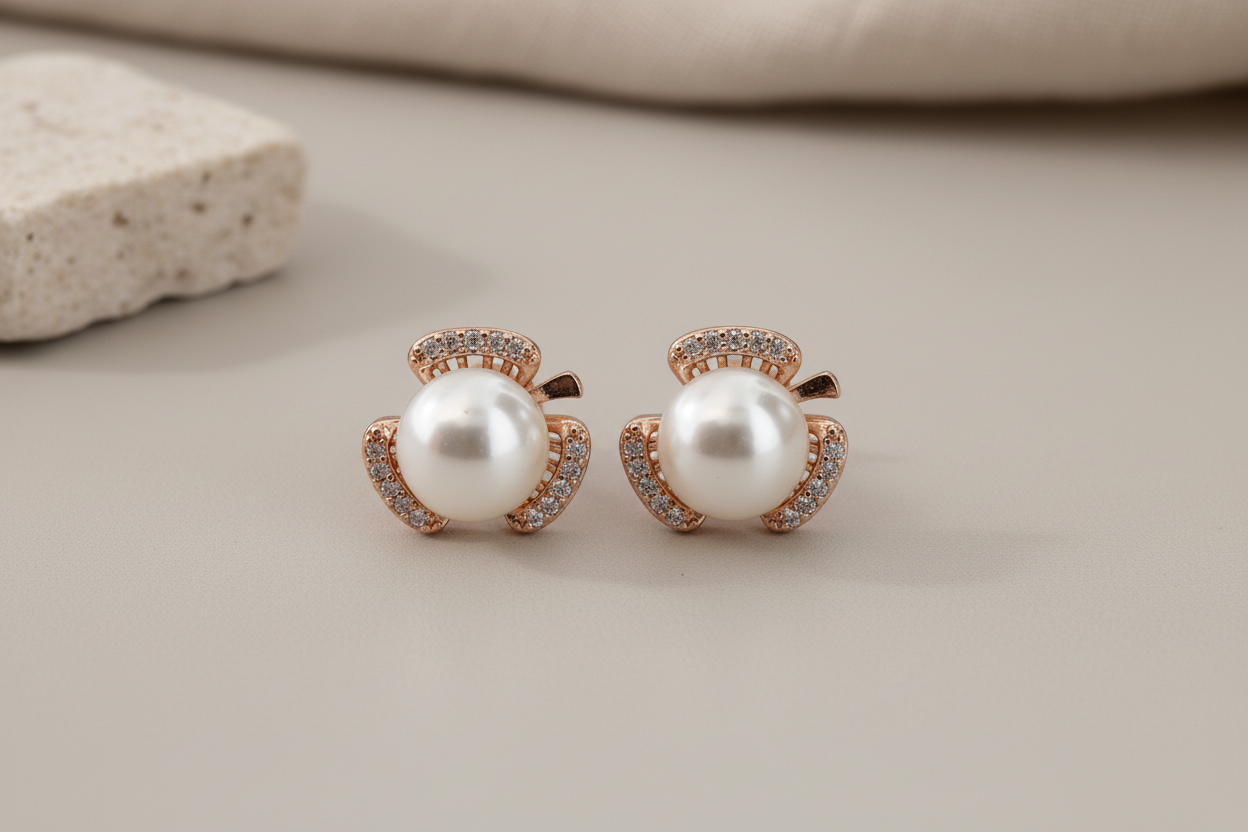 Flower shape pearl stud