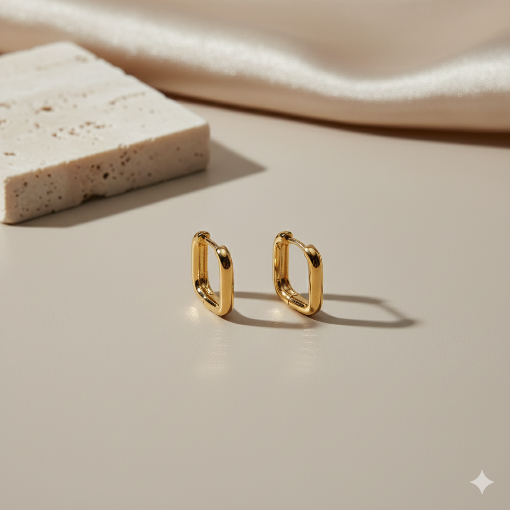 Square Huggies earring