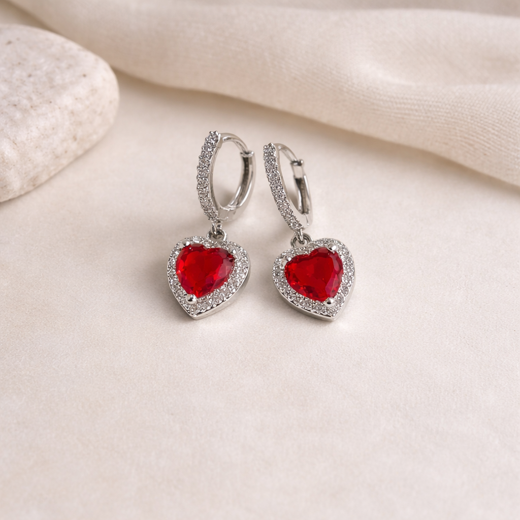 Silver heart bali earring