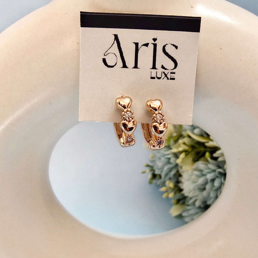 Double love heart bali earring
