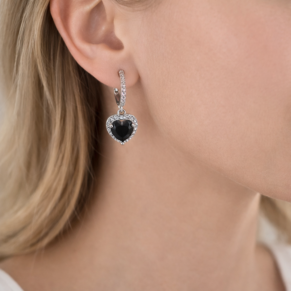 Silver heart bali earring