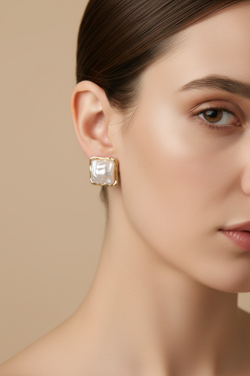 Square mother of pearl earring