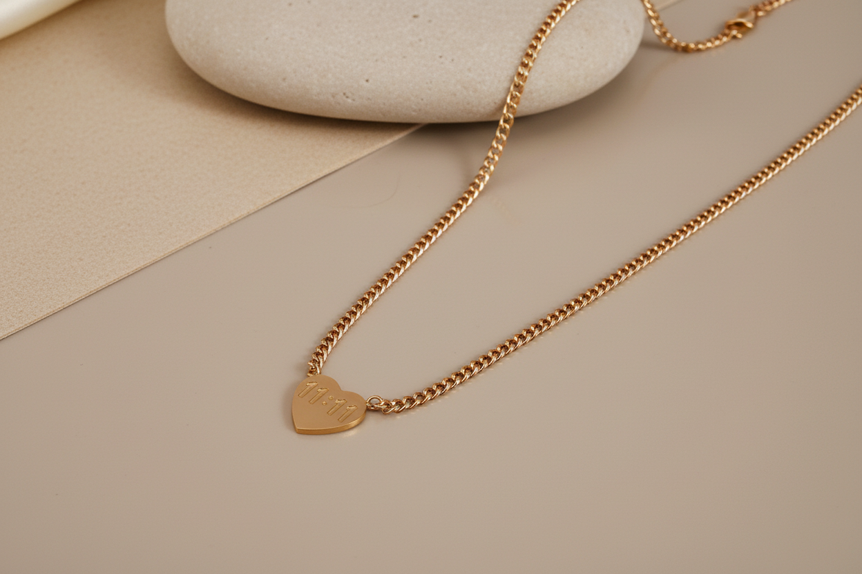 11:11 heart pendant necklace