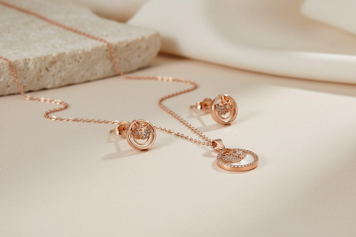 Tree of hope mother of pearl pendant set