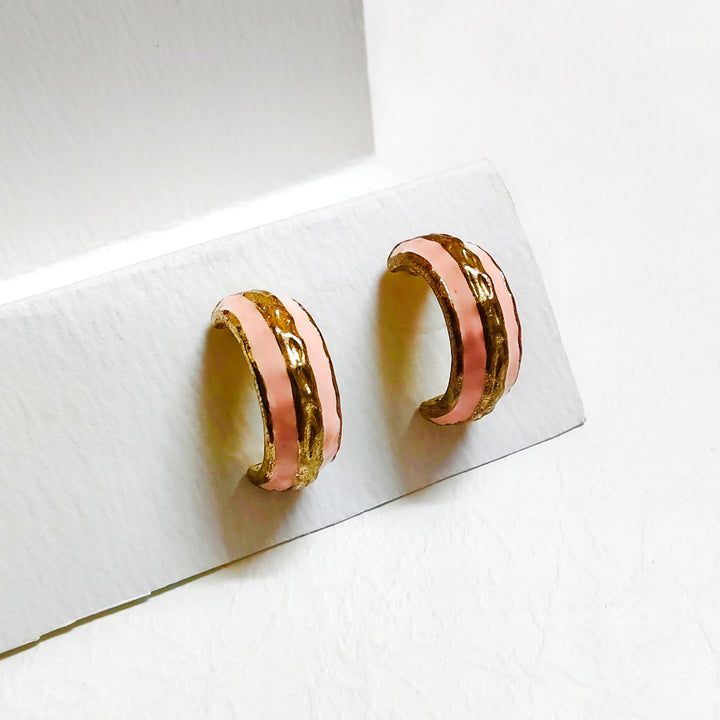 Hot pink opal earring