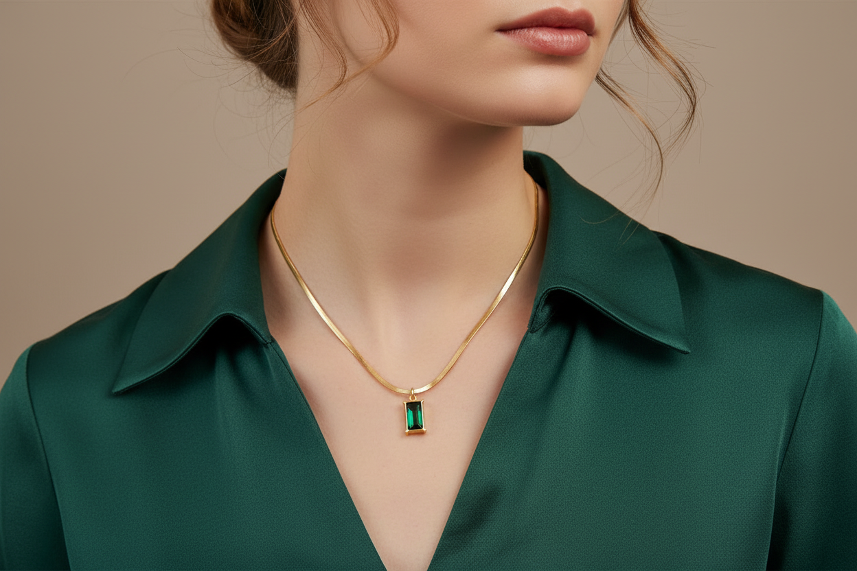 Green emerald necklace