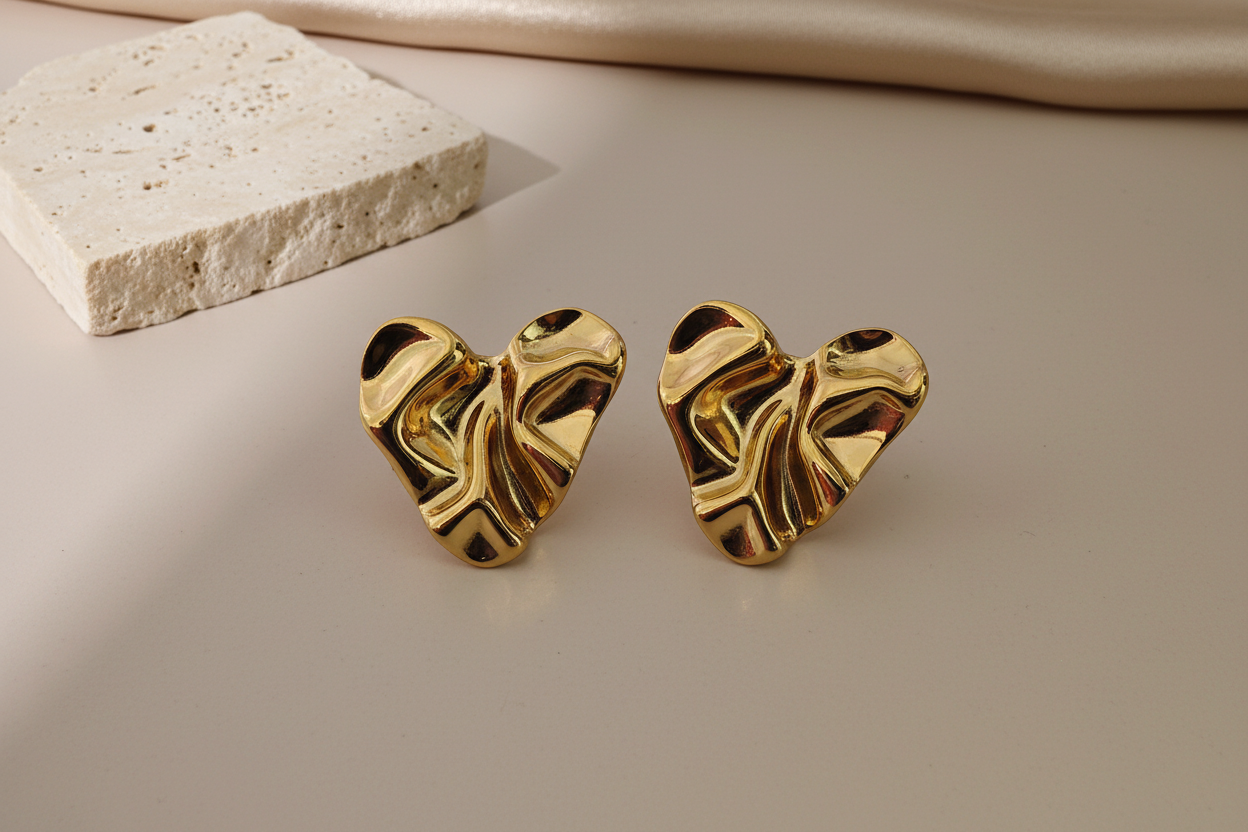 Heart crushed earring