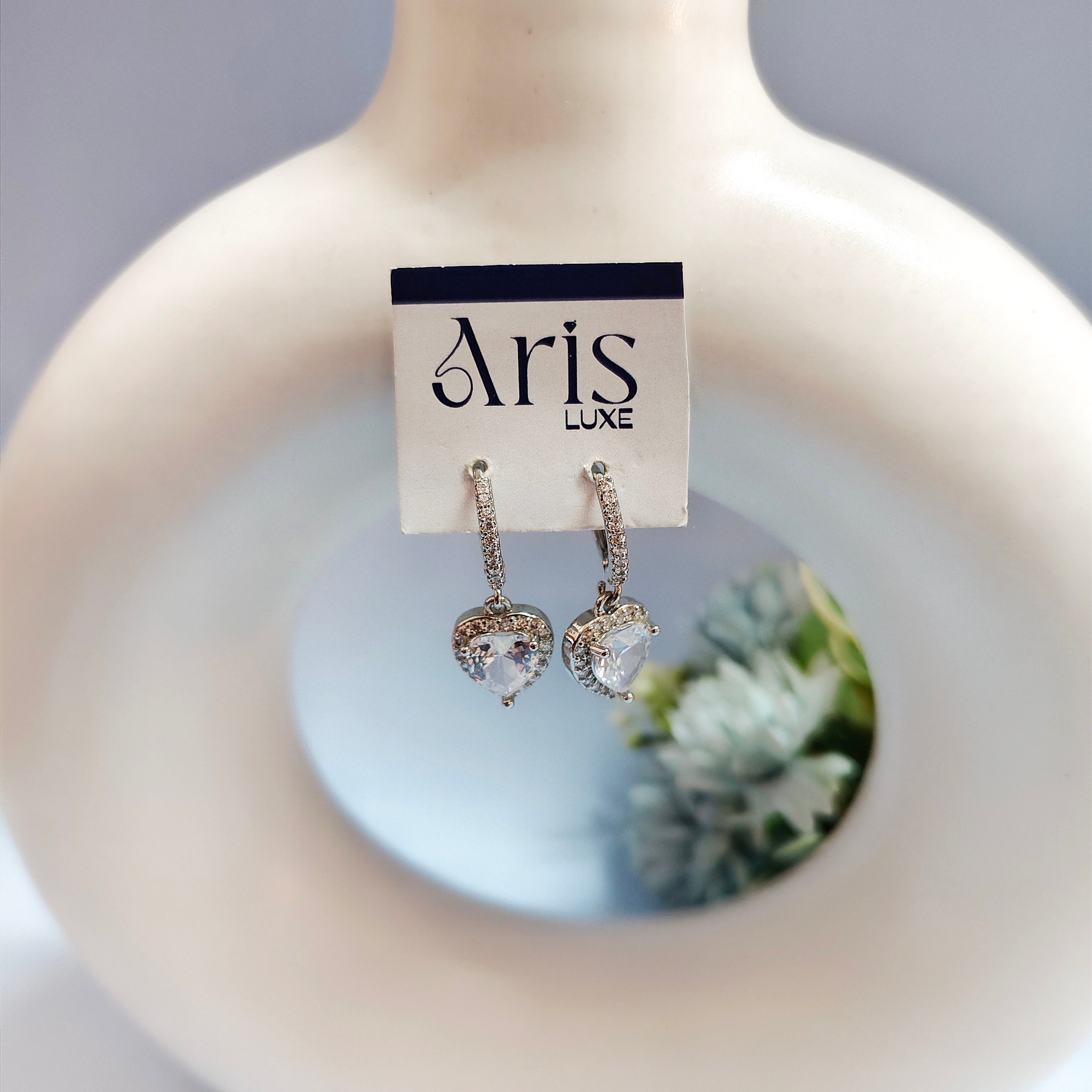 Silver heart bali earring