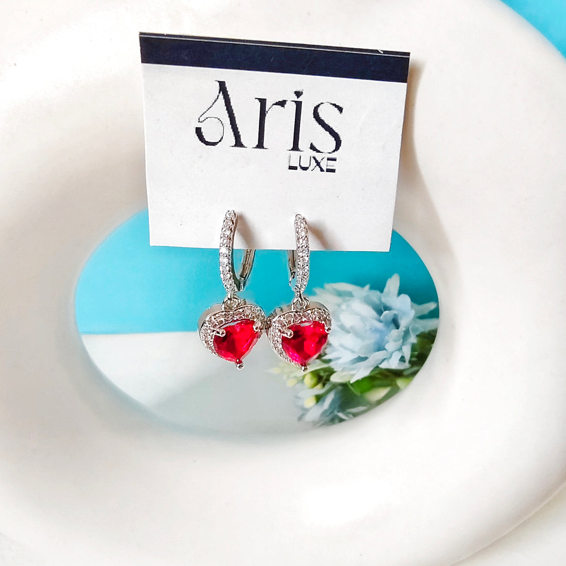 Silver heart bali earring