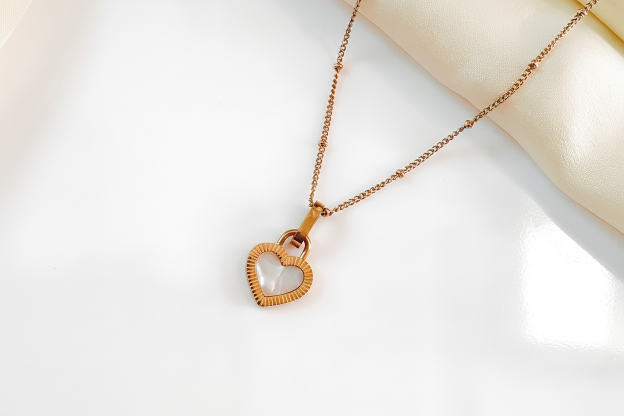 Black n white heart necklace