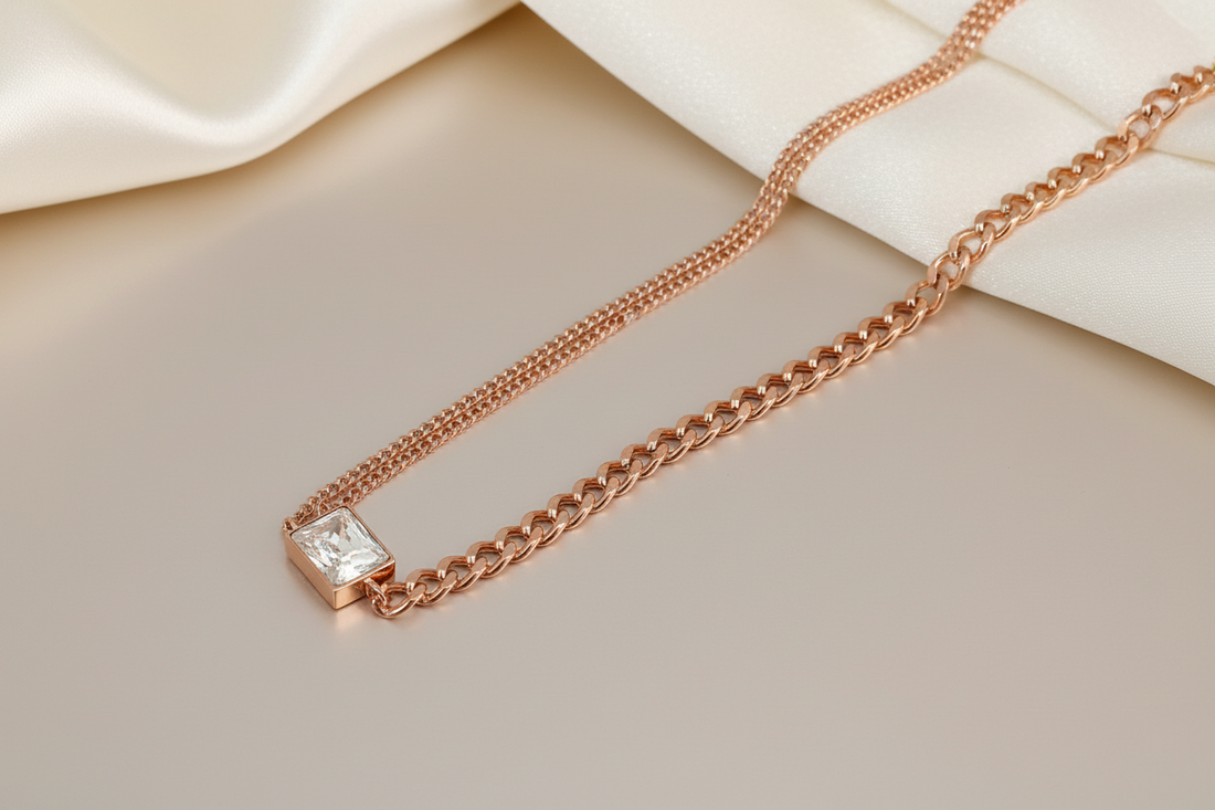 Rectangle emerald cuban necklace