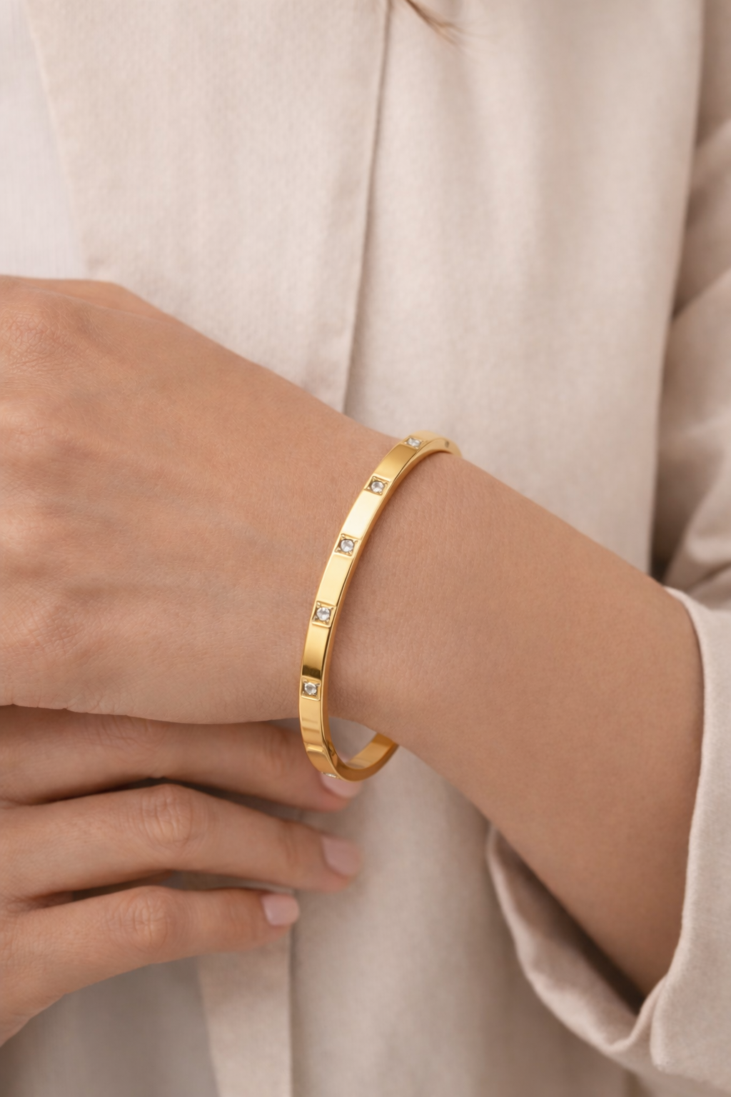 Steel cubic zirconia bracelet