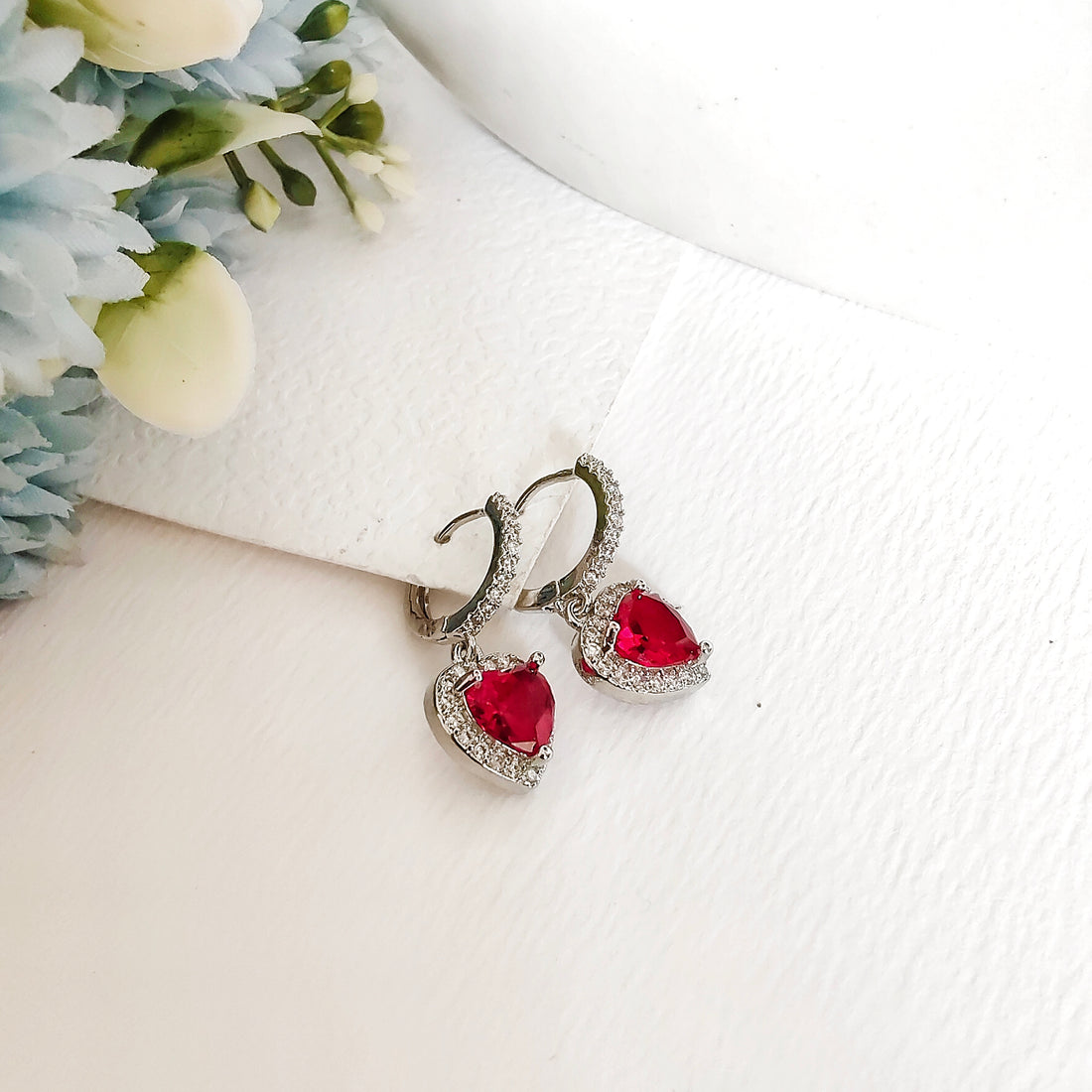 Silver heart bali earring