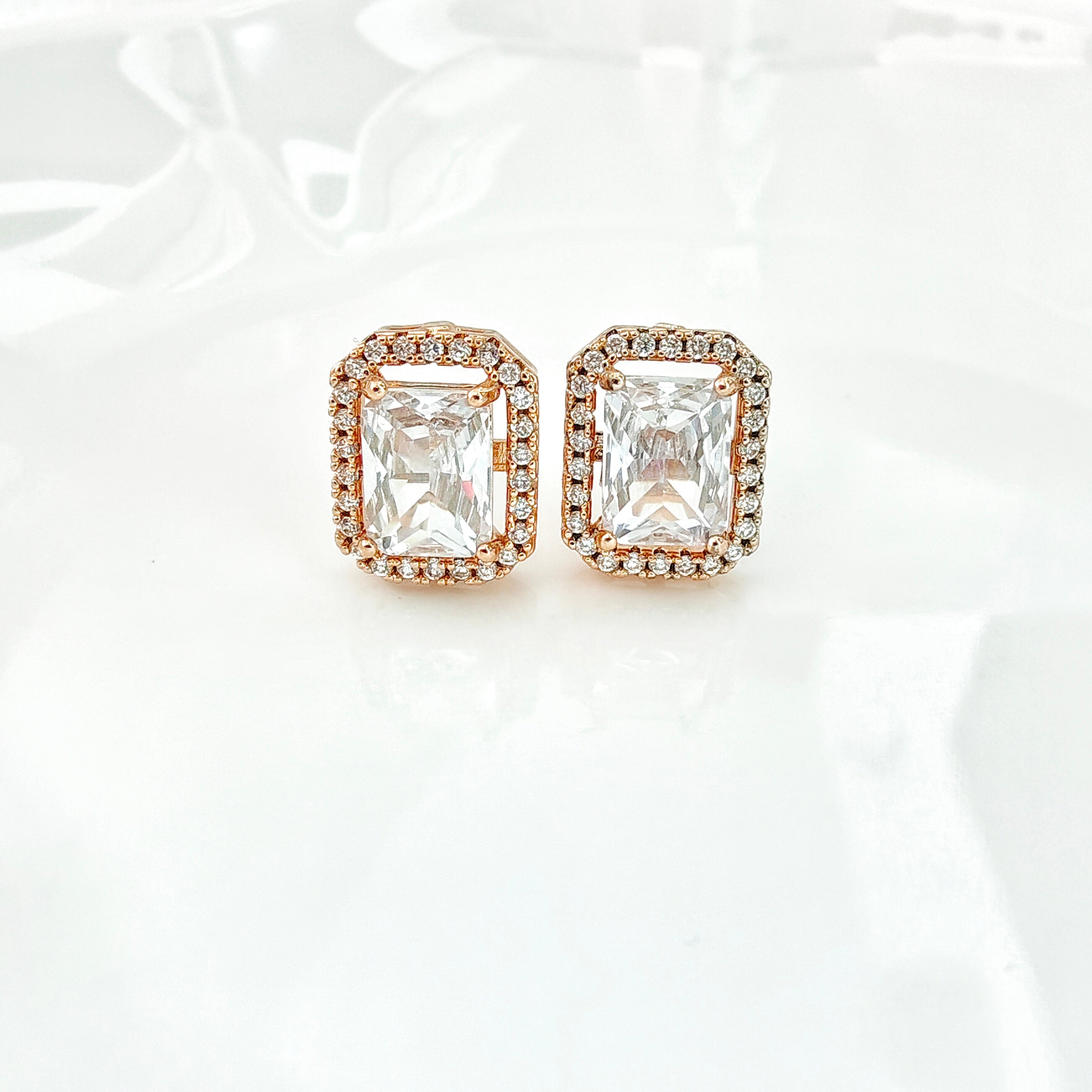Emerald cut stud