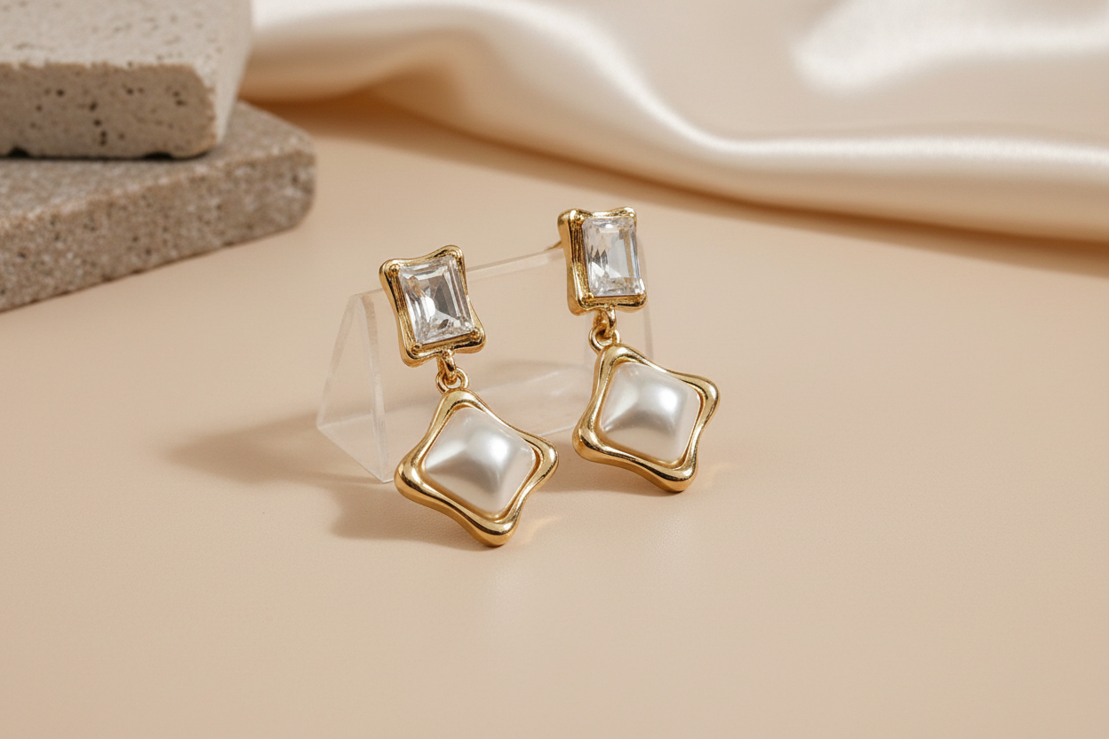 Faux pearl earring