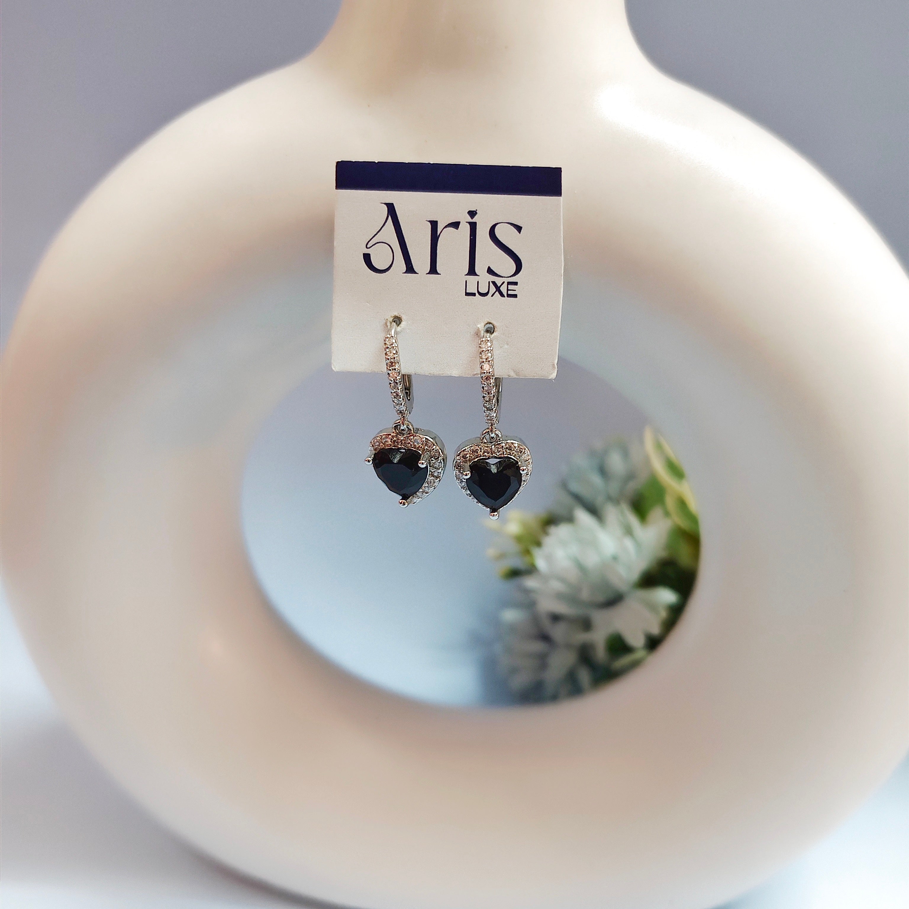 Silver heart bali earring