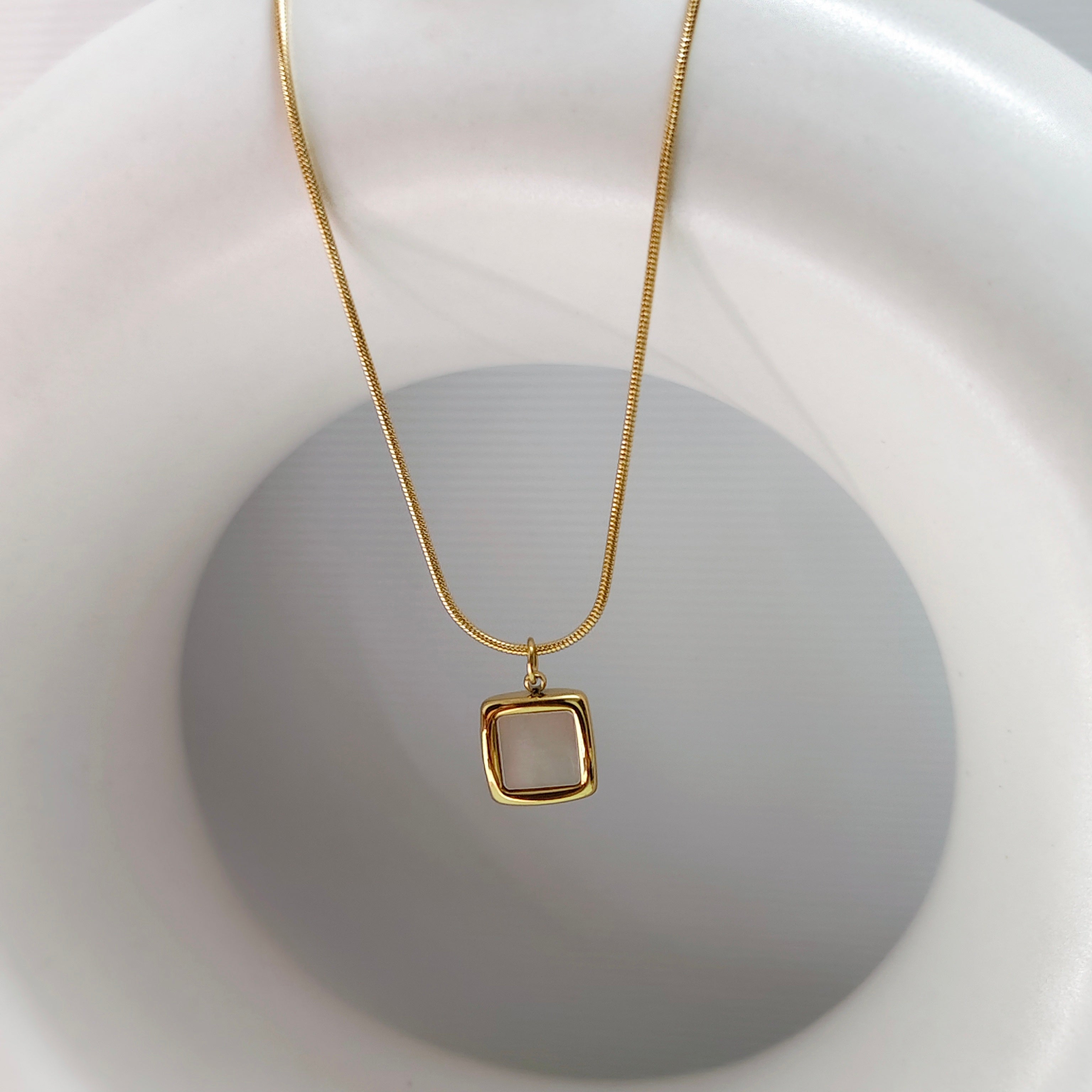Square mother of pearl necklace