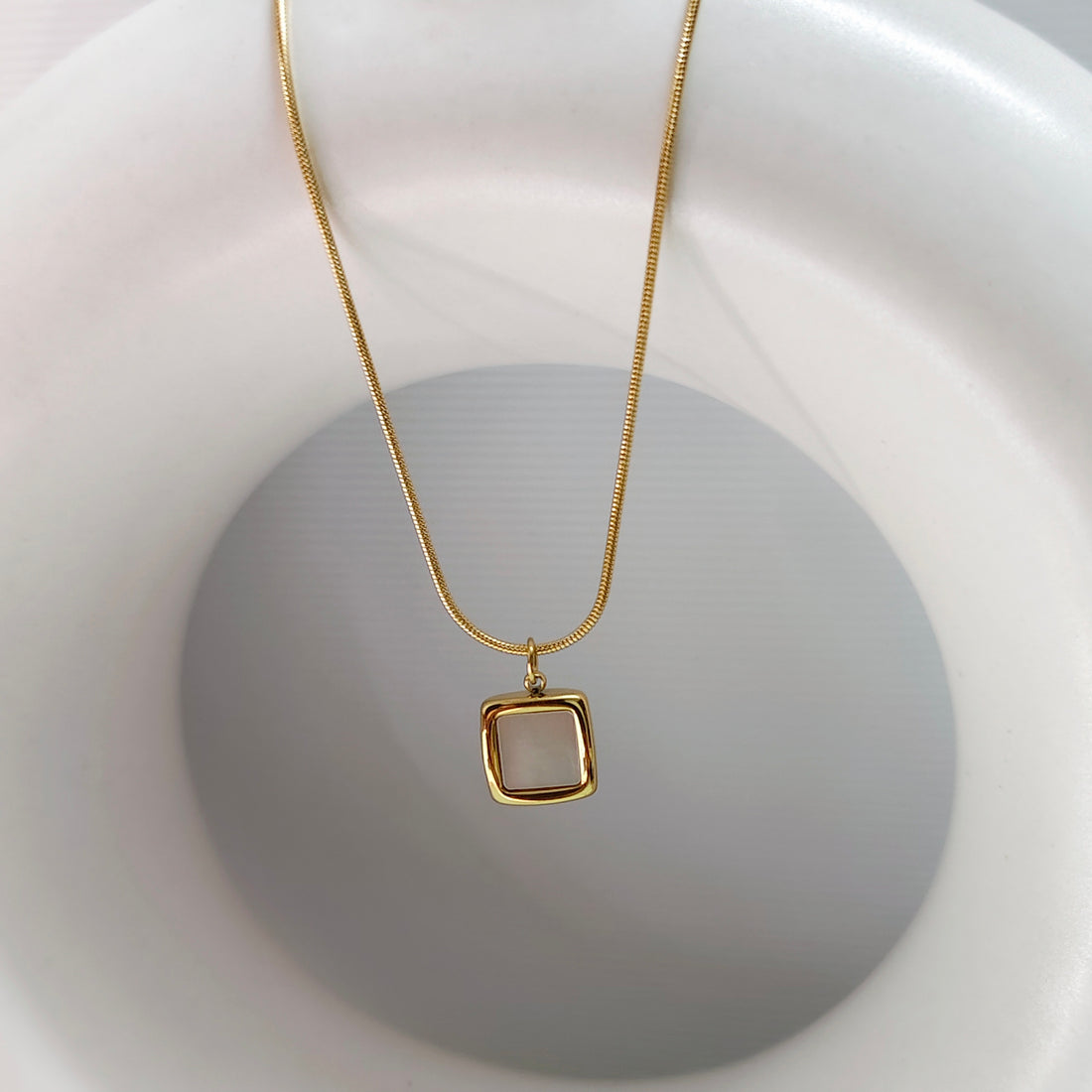 Square mother of pearl necklace