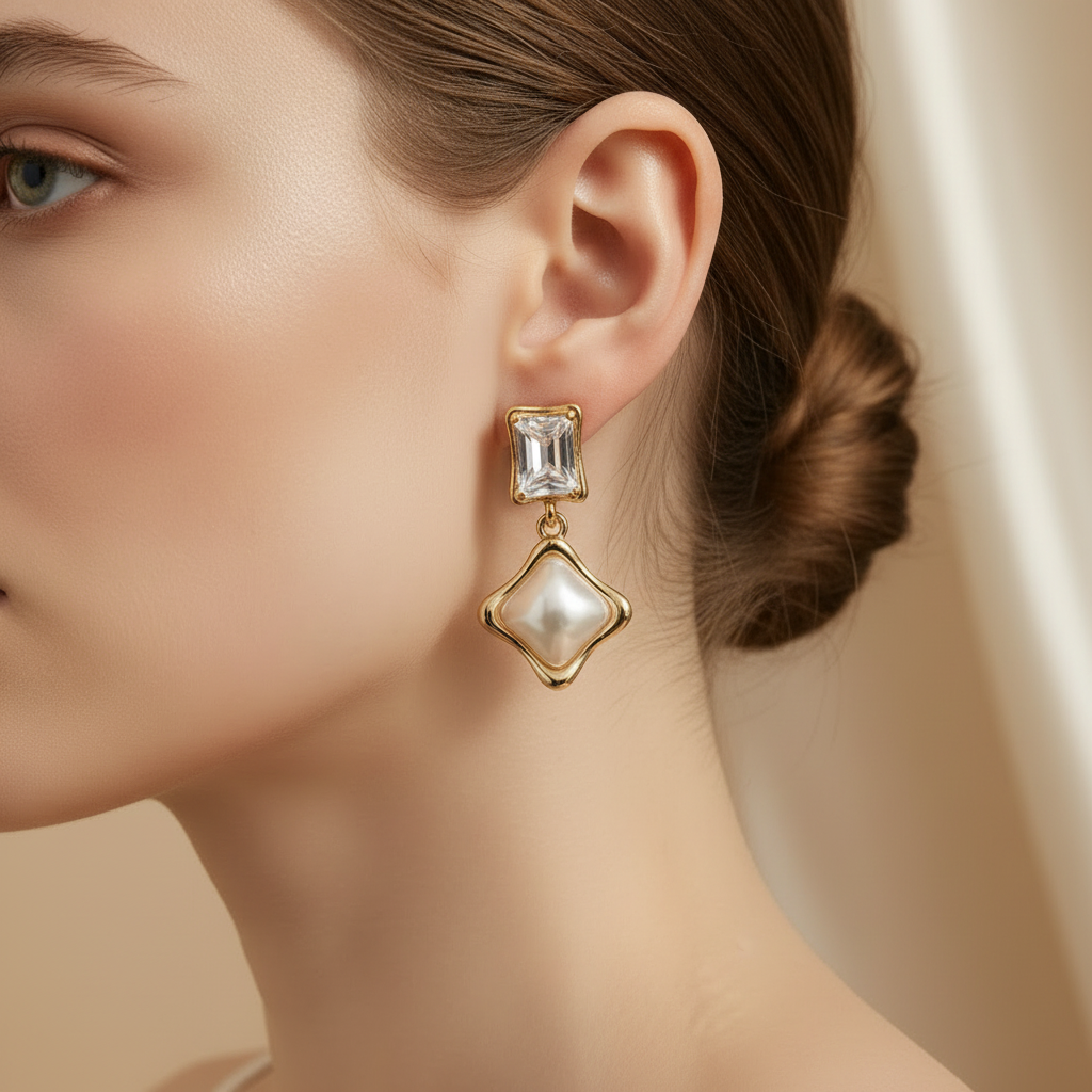 Faux pearl earring